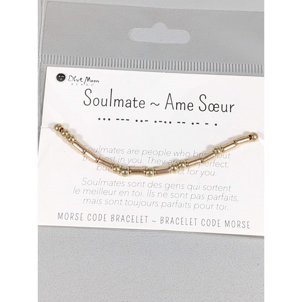 Soulmate Morse Code Bracelet Gold Tone Orange Cord Adjustable Minimalist Gift